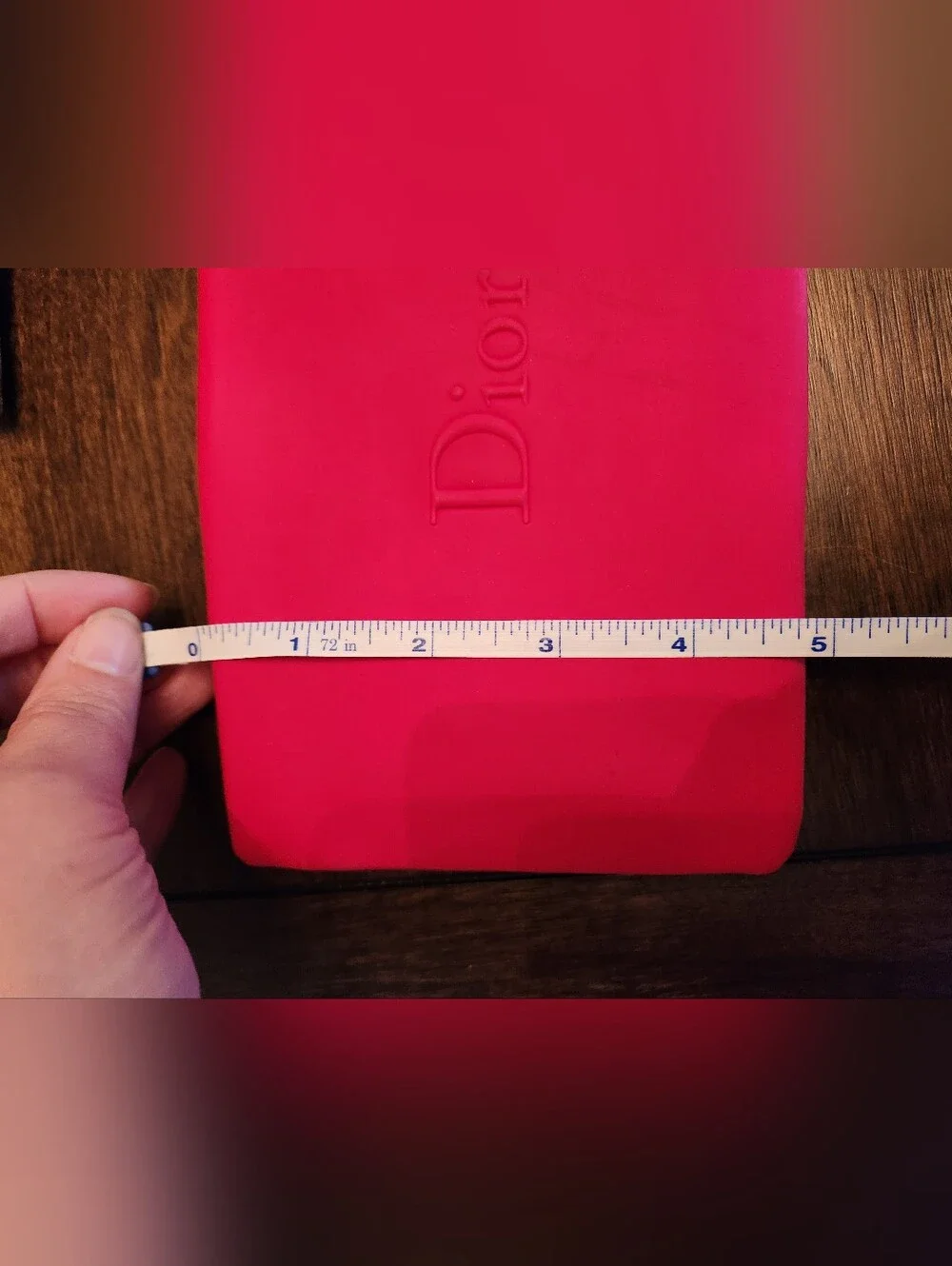 Dior Red Rubber Cosmetic Pouch Makeup Bag 7.5x5 Logo